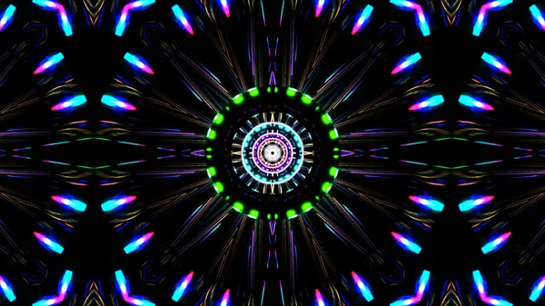 3d Renklendirme Soyut renkli fütüristik arkaplan parlak neon rengi. Dijital gelecek, fantezi. Geometrik tasarım, Mozaik kaleydoskop, geometrik desen. Işık efektleri. Simetri ve yansıma