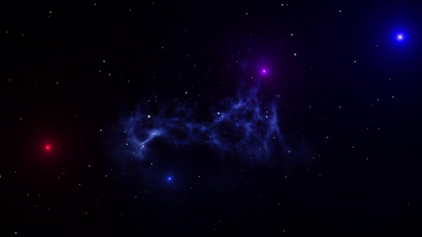 Voando Através Espaço Nebuloso Para Animação Passando Estrelas Design Movimento — Vídeo de Stock