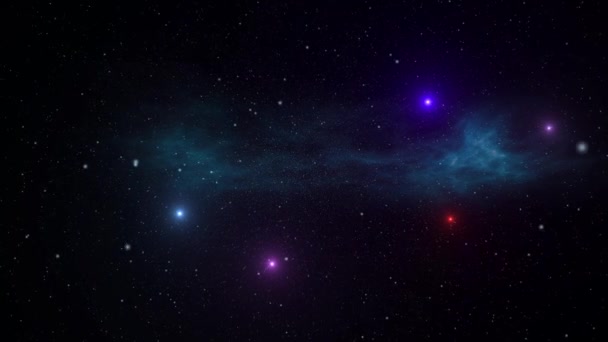 Volare Attraverso Spazio Nebuloso Animazione Design Del Movimento Delle Stelle — Video Stock