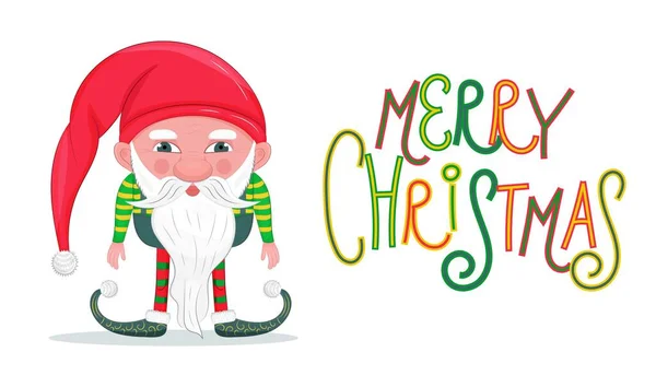 Cüce Vektör Çizimi Noel Noel Baba Nın Peri Yardımcı Illüstrasyonu — Stok Vektör