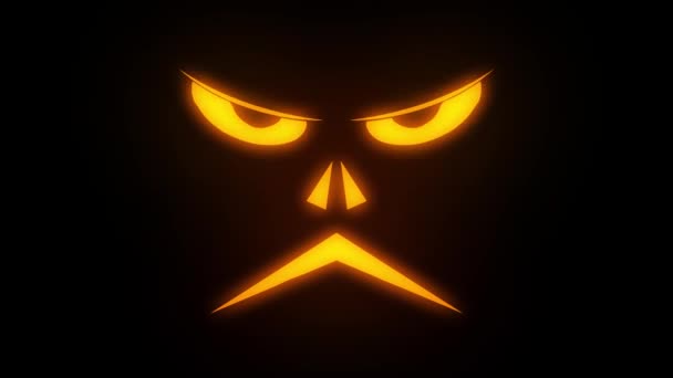 Przerażająca Neonowa Animacja Twarzy Halloween Halloween Dynia Lub Duch Grimace — Wideo stockowe