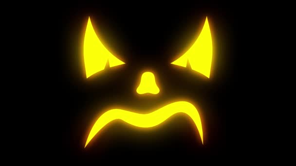 Animación Cara Neón Halloween Miedo Vídeo Calabaza Mueca Fantasma Halloween — Vídeos de Stock