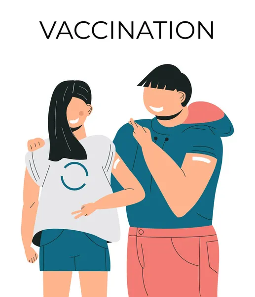 Vetor Conceitual Após Vacinação Empresa Vacinas Contra Coronavírus Injeção Ombro — Vetor de Stock