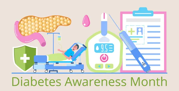 Diabetes Awareness Month November Den Usa Amerikanische Gesundheitsveranstaltung Typ Diabetes — Stockvektor