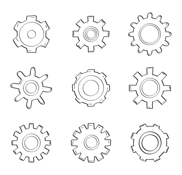 Gears Διάνυσμα Που Στο Χέρι Που Στυλ Στόχος Σχεδιασμός Ιδέα — Διανυσματικό Αρχείο