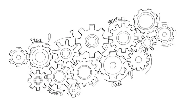 Gears Διάνυσμα Που Στο Χέρι Που Στυλ Στόχος Σχεδιασμός Ιδέα — Διανυσματικό Αρχείο