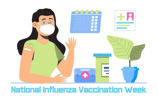 Vetor Banner Semana Nacional Vacinação Contra Influenza Evento Observado Dezembro — Vetor de Stock