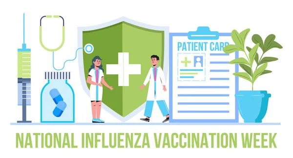 Εθνικός Φορέας Της Εβδομάδας Εμβολιασμού Κατά Της Γρίπης Εκδήλωση Παρατηρείται — Διανυσματικό Αρχείο