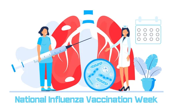 全国流感疫苗接种周横幅病媒 事件发生在12月 是时候拿流感疫苗图解了 疾病防治中心的资源 疫苗接种信息和活动 — 图库矢量图片