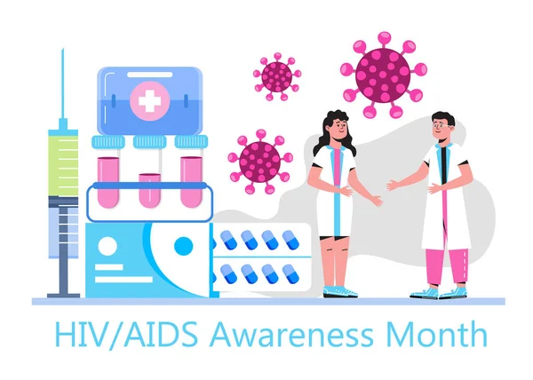 Miesiąc Świadomości Hiv Aids Grudniu Eksperci Znaleźli Wirusa Niedoboru Odporności — Wektor stockowy