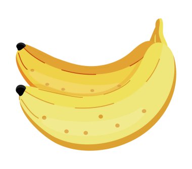 Beyaz zemin üzerinde izole edilmiş muz vektörü. Meyve, taze, sağlıklı yiyecek simgesi gösterilir.