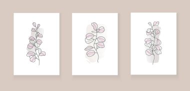 Bohemian eucalyptus branch vector. Eucalyptus with leaves in a linear style. Boho Logo nature, field plants illustration for wall art. Plant Art design for print, wallpaper