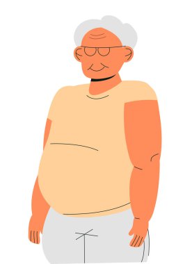 Happy senior vector. OK sign, super symbol. Good luck, good mind, smiling old man.