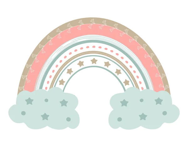 Bohemian Cute Rainbow Vector Pastel Colors Baby Abstract Boho Rainbows — Διανυσματικό Αρχείο