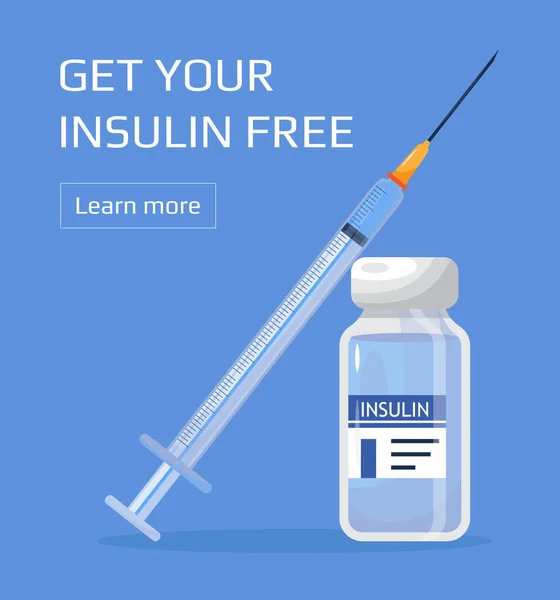 Inzulin Kontroll Vektor Insulin Injekciót Ingyen Kapja Egy Cukorbetegeknek Való — Stock Vector