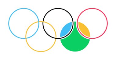 Kiev, Ukrayna - 04 Şubat 2022. Renkli halkalar soyut vektör çizimi beyaz arkaplanda izole edildi.