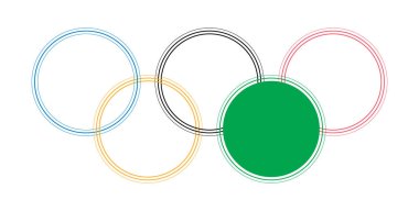 Kiev, Ukrayna - 04 Şubat 2022. Renkli halkalar soyut vektör çizimi beyaz arkaplanda izole edildi.