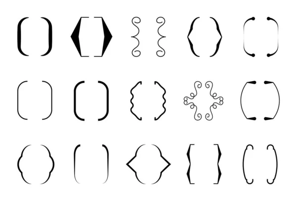 Kręcone Szelki Ustawione Wektor Zbiór Nawiasów Tekstowych Dla Wiadomości Kwot — Wektor stockowy