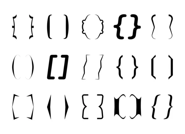 Curly Brace Set Vector Colección Corchetes Texto Para Mensajes Cuotas — Archivo Imágenes Vectoriales