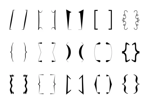 Curly Brace Set Vector Colección Corchetes Texto Para Mensajes Cuotas — Archivo Imágenes Vectoriales