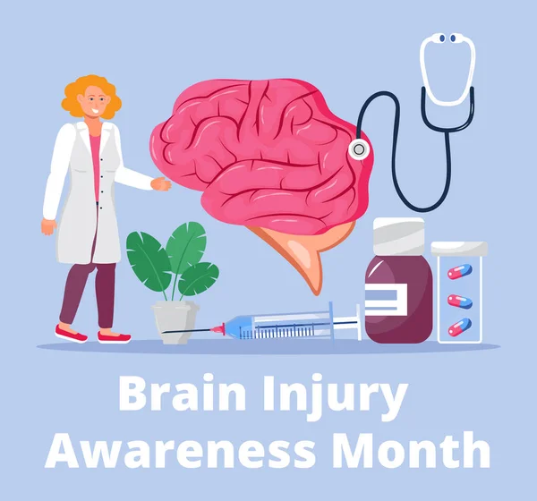 Εγκεφαλική Βλάβη Έννοια Μήνα Διάνυσμα Ιατρική Εκδήλωση Γιορτάζεται Μάρτιο Νευρολογική — Διανυσματικό Αρχείο