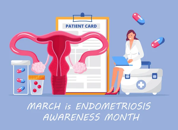 Endometriosis Awareness Month Concept Vector Health Care Event Celebrated March — Stock Vector