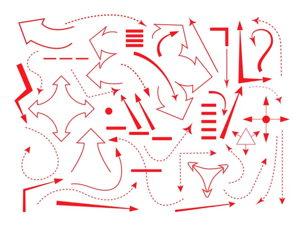 Roter Pfeil Setzt Vektor Pfeile Zeichen Für Militärische Karte Truppenbewegungen — Stockvektor