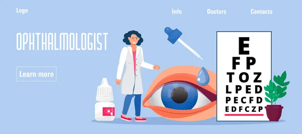 眼科医生的概念向量 查看你的视力图片的药物 医疗网络 青光眼治疗 眼科问题和疾病 诊所的眼科医生 — 图库矢量图片