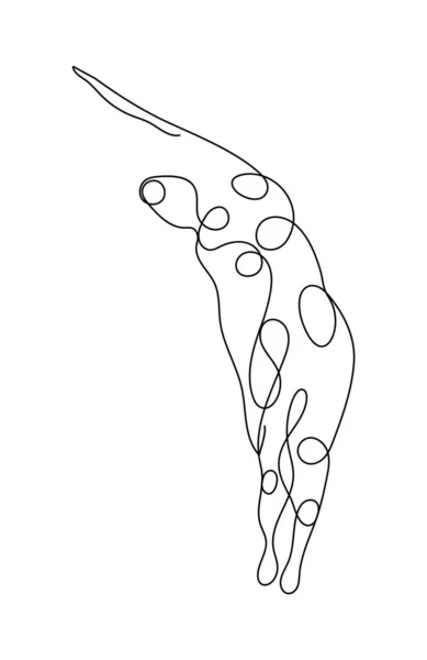 Yoga pose vector in continuous line art, hand drawing style on the white background. Yoga girl minimalism sport illustration. — Archivo Imágenes Vectoriales