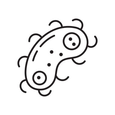 Bakteri, virüs ikonu, taslak tarzı. Viral enfeksiyon, amip, infusoria uygulamalar için basit bir işaret, internet. Bakteri kolonisi, Petri kabında mikrop çizimi.