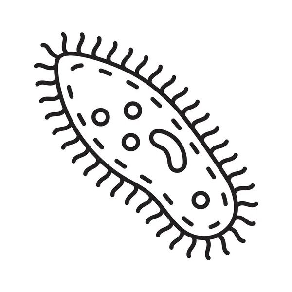 Bacterias Virus Icono Línea Estilo Contorno Infección Viral Ameba Infusoria — Vector de stock