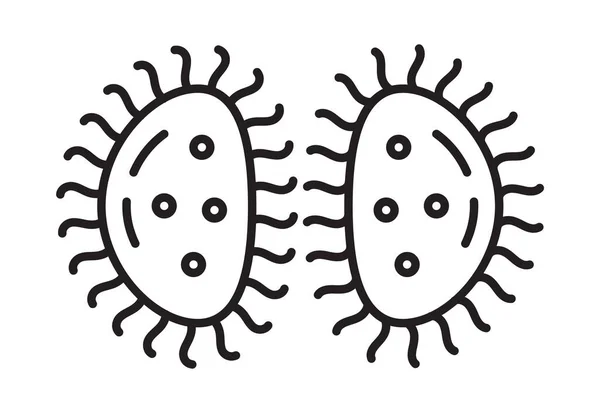 Las Bacterias Dividen Virus Icono Línea Estilo Contorno Infección Viral — Vector de stock