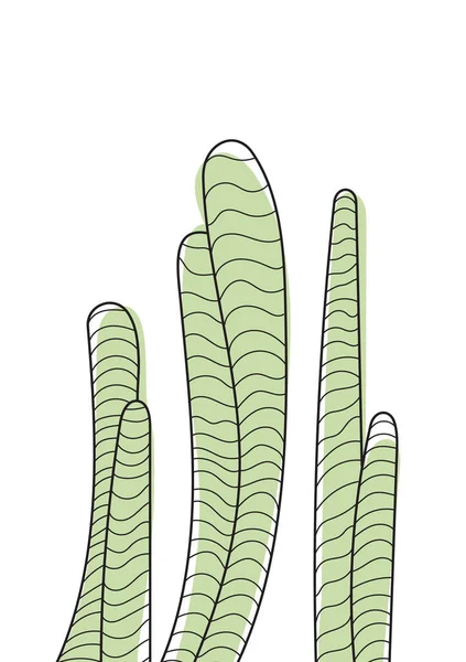 Kaktus Boho Vektor Linje Konst Stil Etnisk Stamkaktus Handritad Stil — Stock vektor