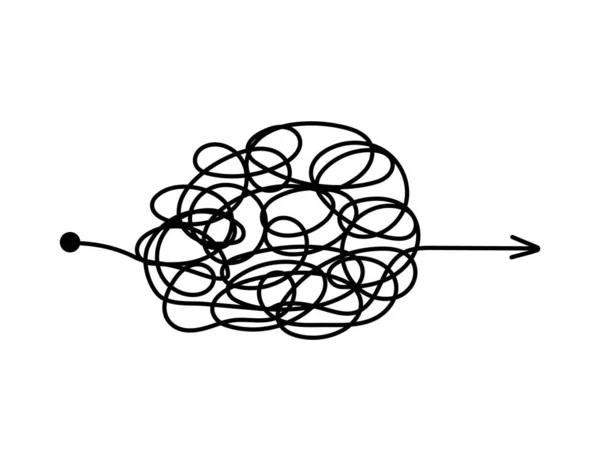 Desordenado Vector Líneas Caóticas Complejo Enredo Pensamientos Enredos Problemas Metáfora — Archivo Imágenes Vectoriales