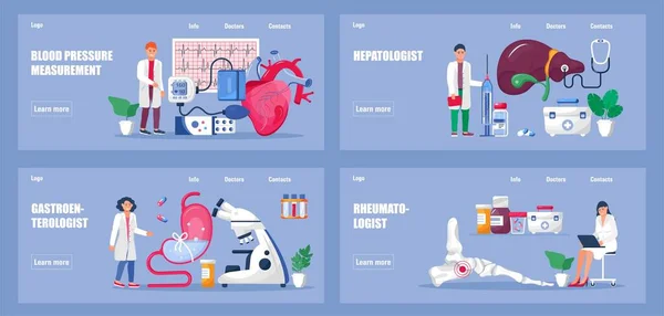 Cardiologist 위장병학 사이트 블로그 마티스 전문의 전문의는 온라인으로 환자와 합니다 — 스톡 벡터