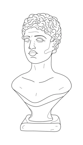 希腊女神矢量在线条艺术风格 希腊古代雕像轮廓图解 古老的时髦波希米亚式希腊元素 经典雕塑简练 — 图库矢量图片