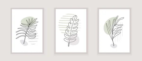 Palm Tree Fern Line Art Vector Wall Botanical Prints Boho — Stock vektor