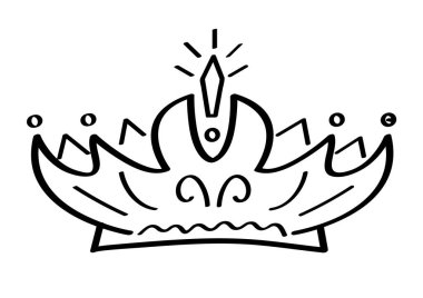 Crown ikon vektörü karalama tarzında. Kraliyet ailesinin imzası. Prenses için basit mesafeler. Prens için lüks aksesuarlar. Grafiti el çizimi gibi imparatorluk özellikleri. Kral ve kraliçe taslak çiziyor..