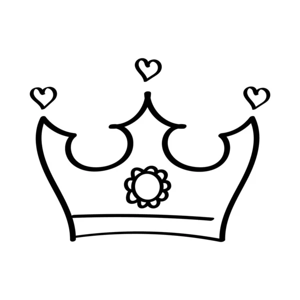 Crown Icon Vector Doodle Style Outlines Royal Family Sign Simple — Image vectorielle