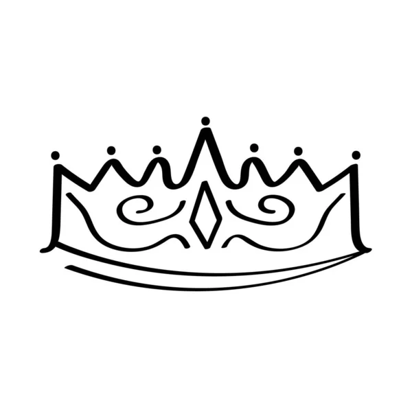 Crown Icon Vector Doodle Style Outlines Royal Family Sign Simple — Vector de stock