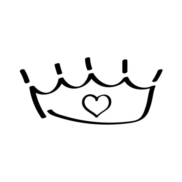 Crown Icon Vector Doodle Style Obrysy Královské Rodiny Jednoduché Diadémy — Stockový vektor