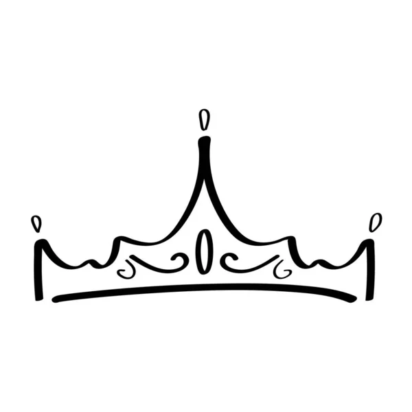 Crown Icon Vector Doodle Style Outlines Royal Family Sign Simple — Stock Vector