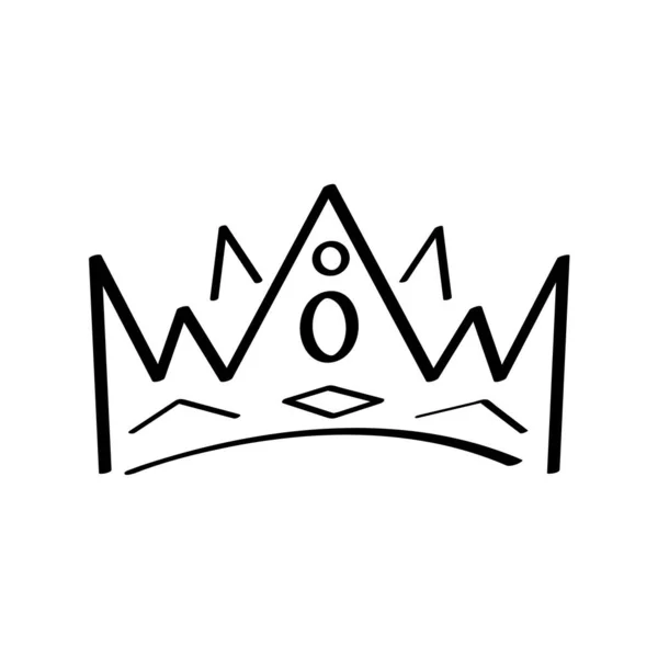 Crown Icon Vector Doodle Style Outlines Royal Family Sign Simple — Archivo Imágenes Vectoriales