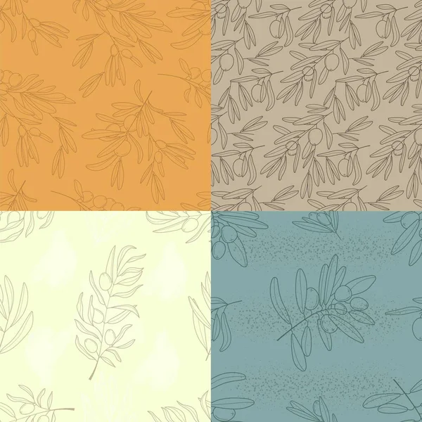 Olive branch wallpaper patterns vector set for textile, clothe, curtains, wall. Boho, abstract seamless pattern. Floral, line, botanical fabric illustration seamless.