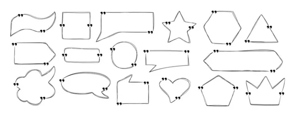 Set Quotes Box Vector Doodle Style Templates Speech Bubbles Space — Archivo Imágenes Vectoriales