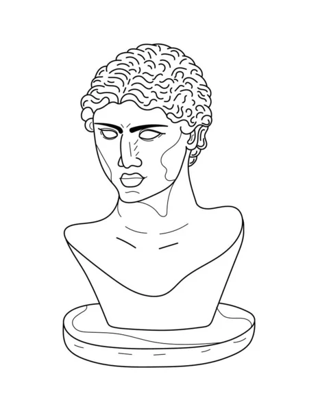 Класичний Бюст Скульптурного Вектора Стилі Лінійного Мистецтва Стародавній Грецький Скульптурний — стоковий вектор