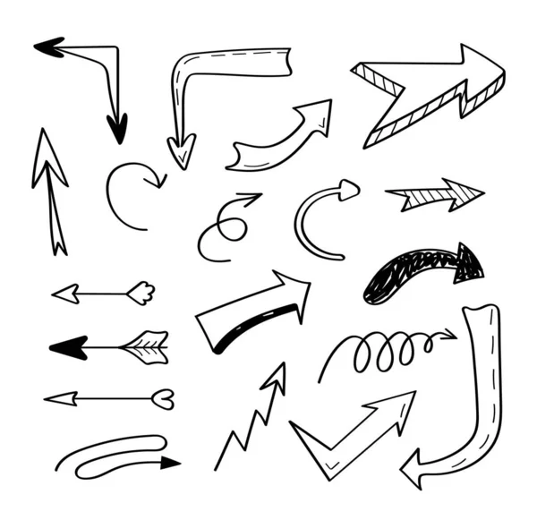 Hand Drawn Arrows Icons Signs Vector Symbol Arrow Web App — Διανυσματικό Αρχείο