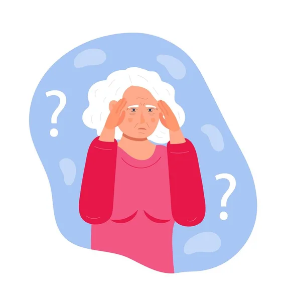 Alzheimer Oude Vrouw Neurologie Gezondheidszorg Parkinson Dementie Metafoor Worden Getoond — Stockvector
