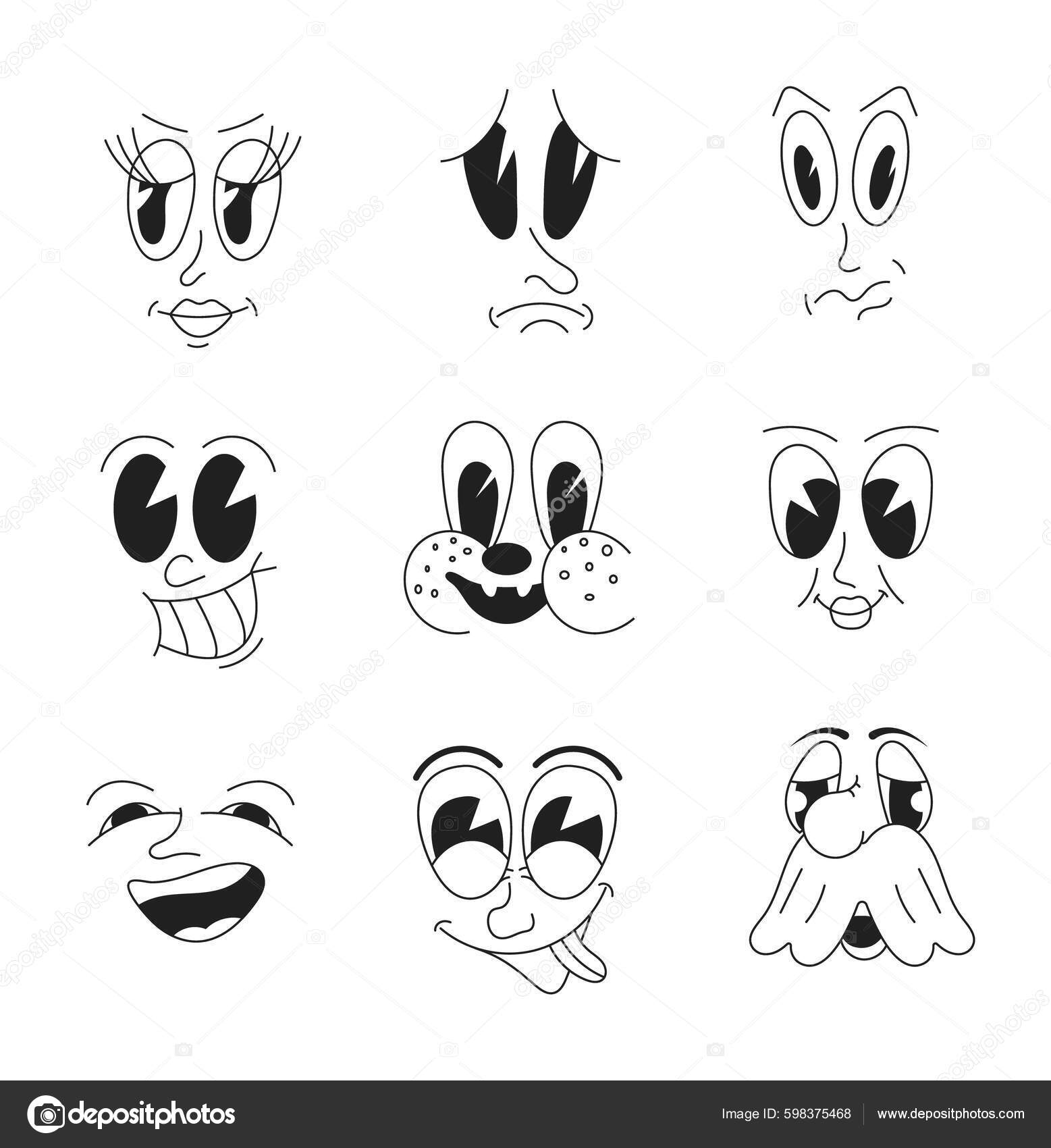 Mascot Characters Set Vector Retro 30S Cartoon Style Cute Funny