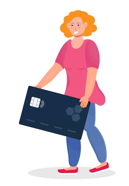 Bank Employee Gives Credit Debit Card Credit Holidays Card Bonuses — Archivo Imágenes Vectoriales